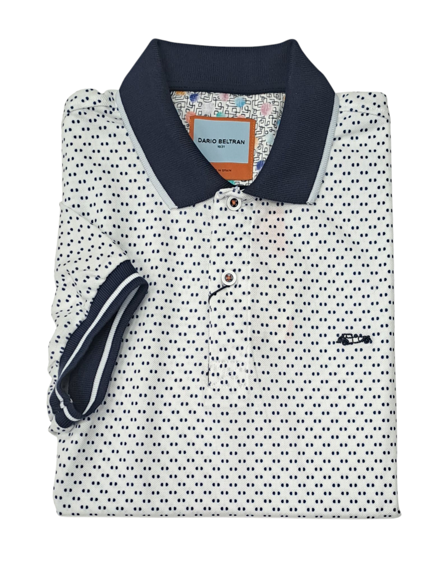 Dario Beltran Short Sleeve Polo - White/Navy