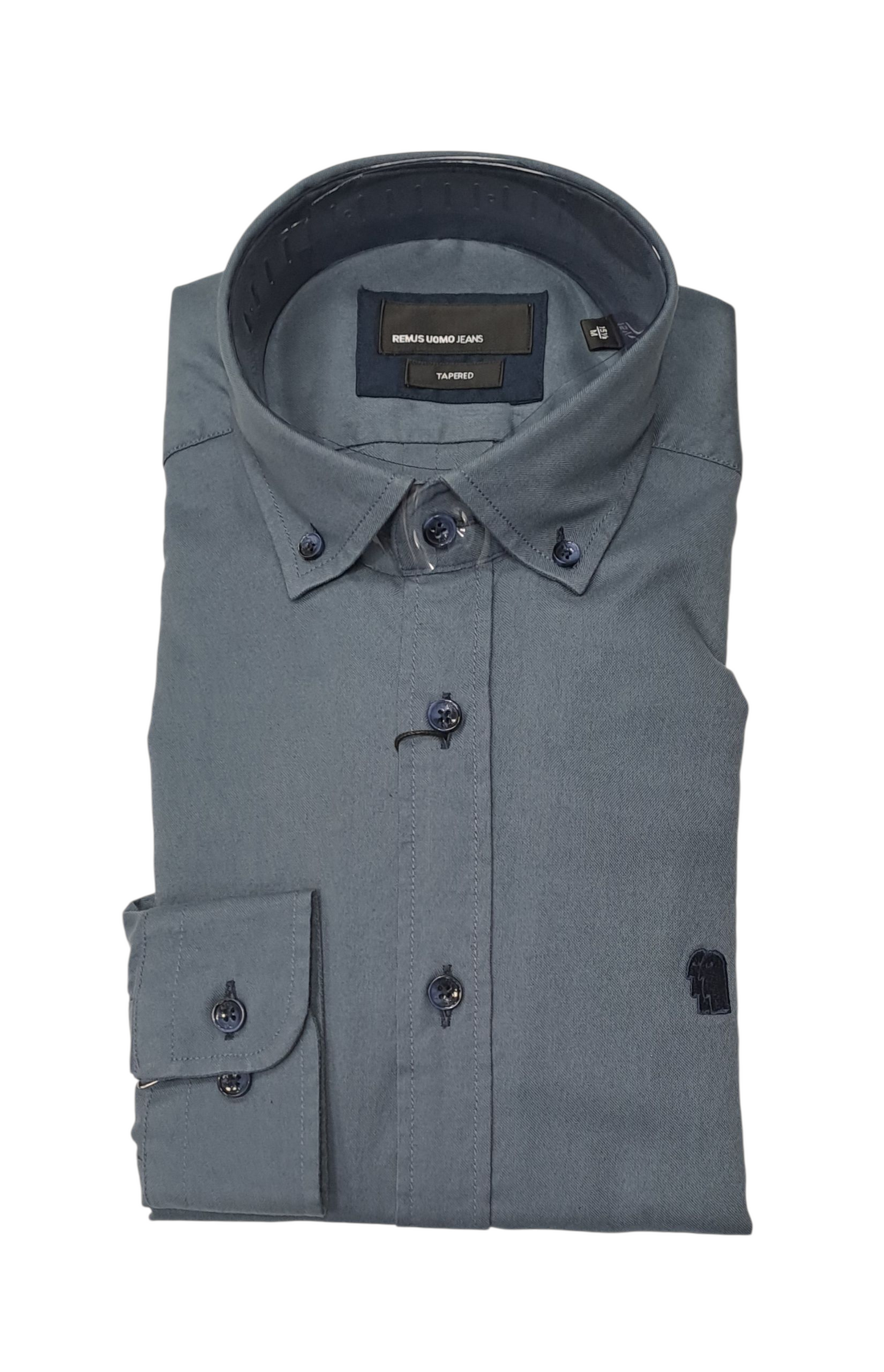 Remus Uomo Tapered Long Sleeve Casual Shirt - Slate