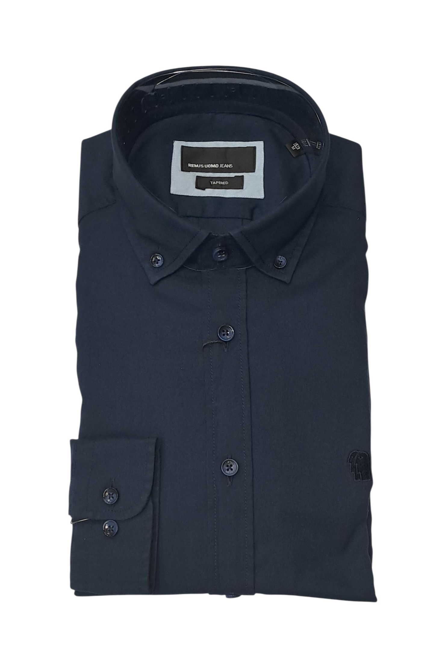 Remus Uomo Tapered Long Sleeve Casual Shirt - Navy