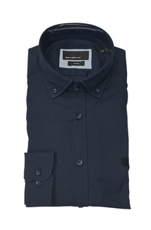 Remus Uomo Tapered Long Sleeve Casual Shirt - Navy