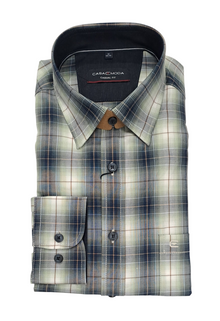 Casa Moda Casual Fit Checked Long Sleeve Shirt - Green/Navy