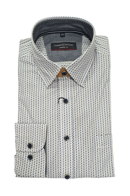 Casa Moda Long Sleeve Casual Shirt - Green/Blue