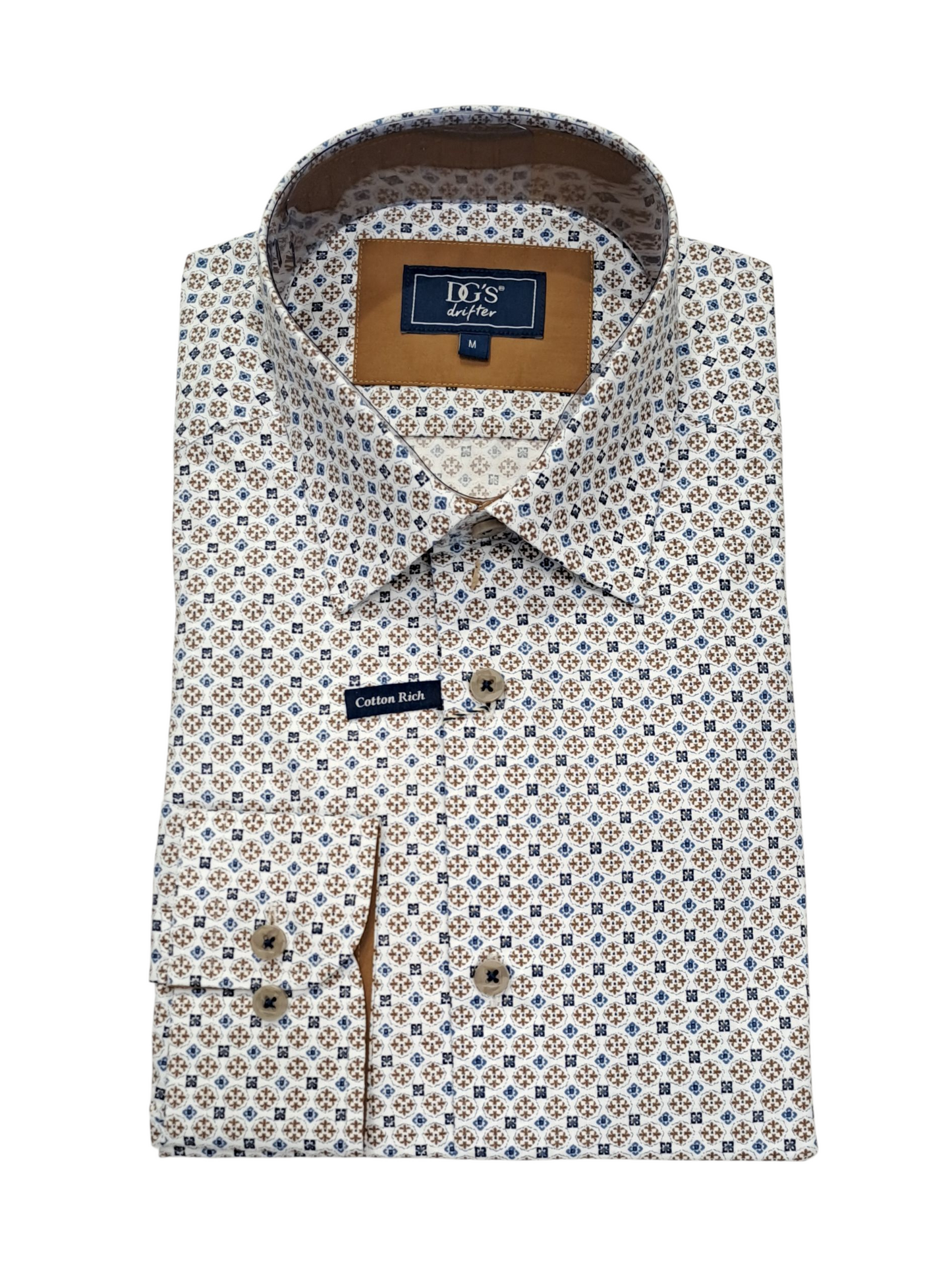 Daniel Grahame Long Sleeve Casual Shirt - Beige/Blue