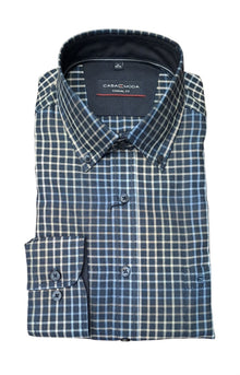 Casa Moda Long Sleeve Casual Check Shirt - Navy