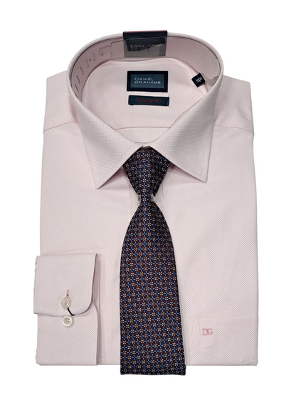 Daniel Grahame Regular Fit Long Sleeve Formal Shirt & Tie - Pink