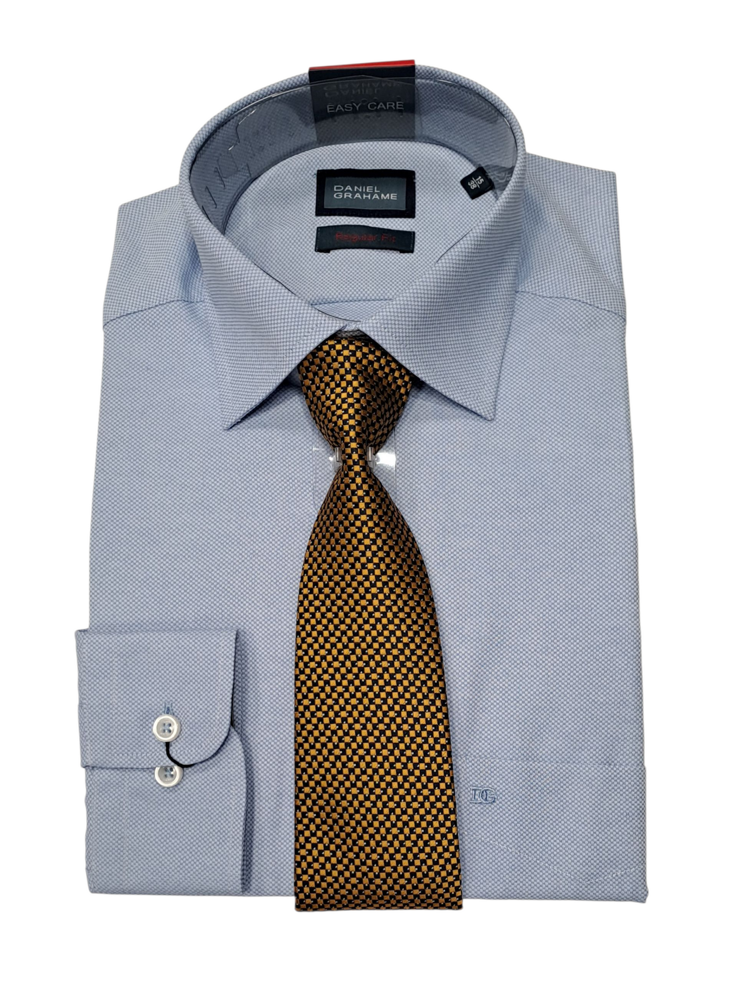 Daniel Grahame Regular Fit Long Sleeve Formal Shirt & Tie - Sky Blue