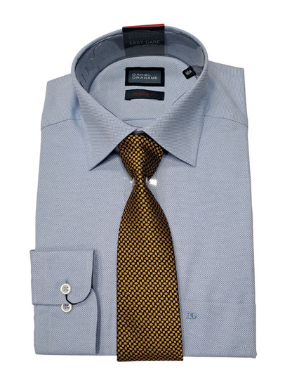 Daniel Grahame Regular Fit Long Sleeve Formal Shirt & Tie - Sky Blue