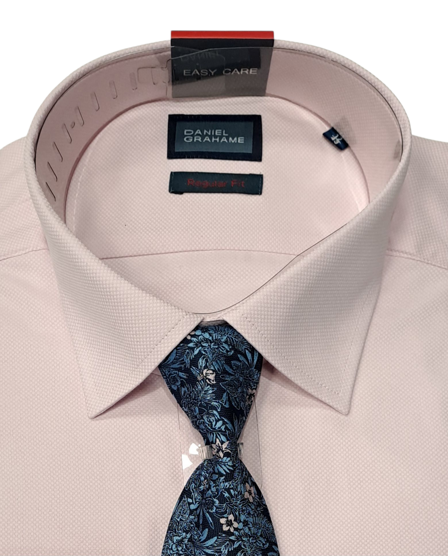 Daniel Grahame Regular Fit Long Sleeve Formal Shirt & Tie - Pink