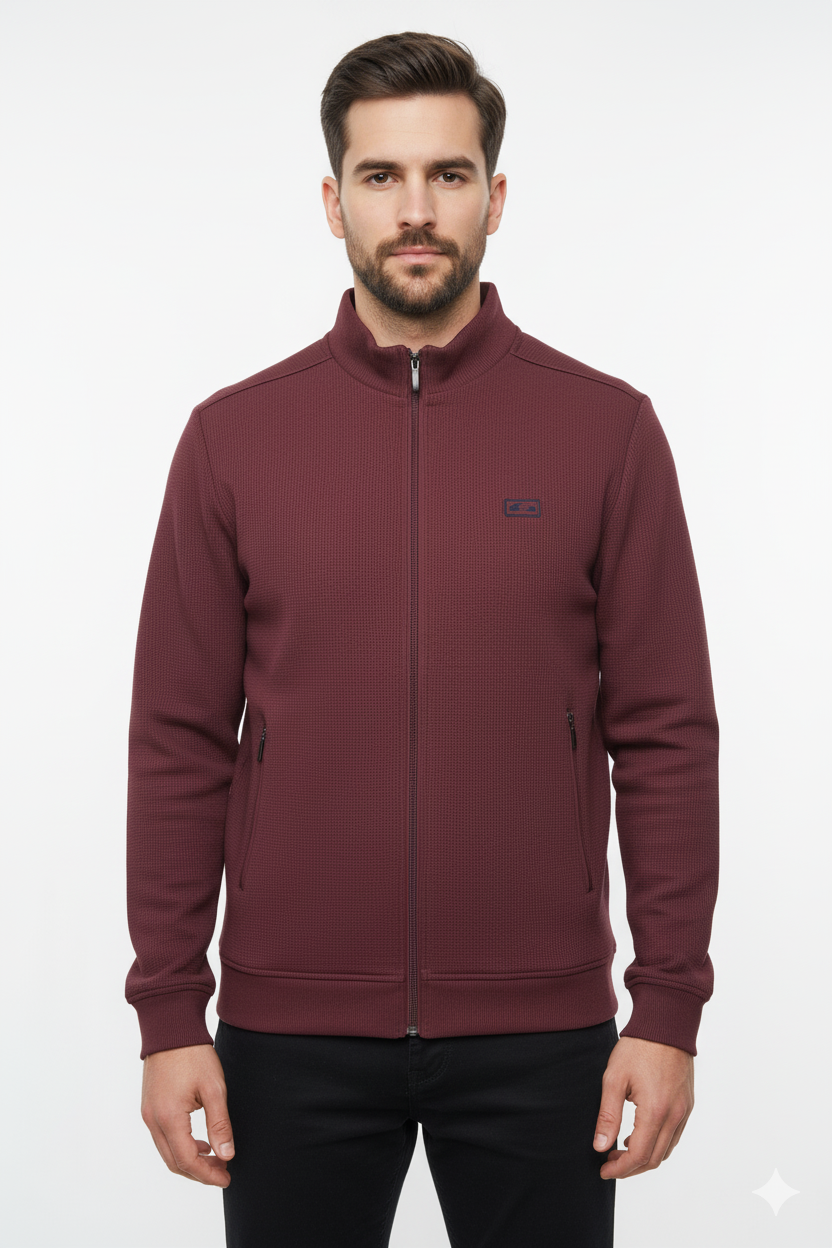 Dario Beltran Full Zip Cardigan - Dark Red