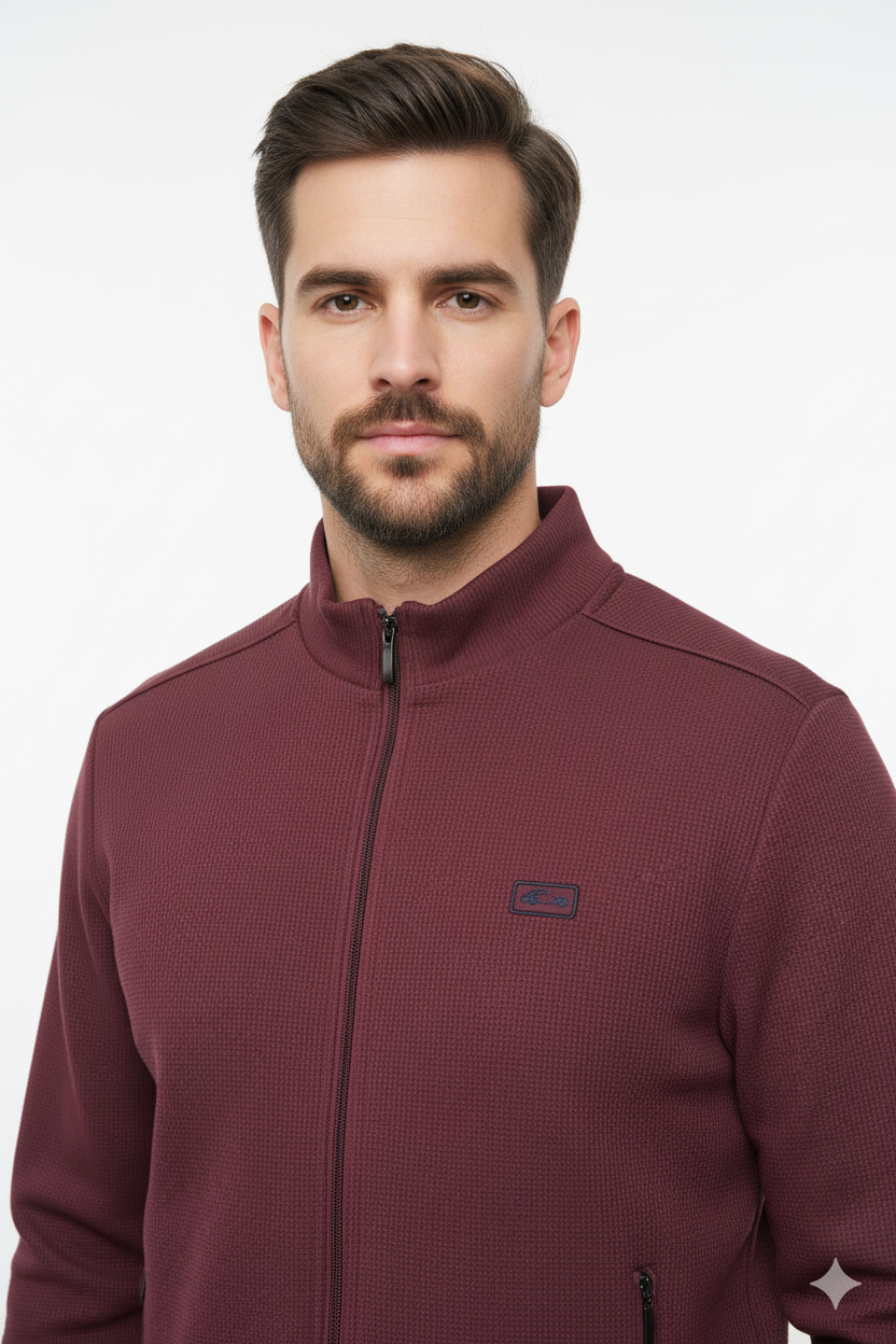 Dario Beltran Full Zip Cardigan - Dark Red