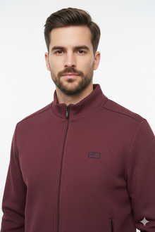 Dario Beltran Full Zip Cardigan - Dark Red