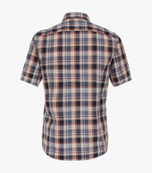 Casa Moda Checkered Short Sleeve Shirt - Dark Blue