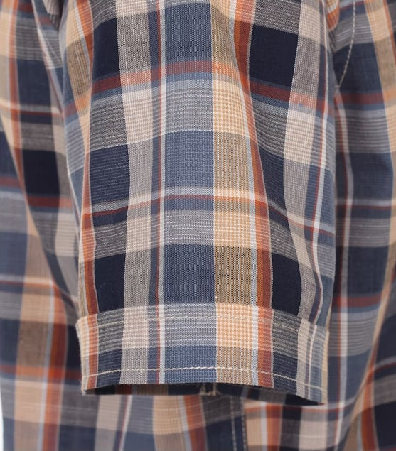 Casa Moda Checkered Short Sleeve Shirt - Dark Blue