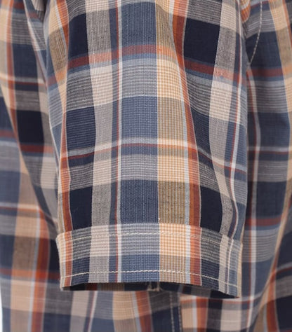 Casa Moda Checkered Short Sleeve Shirt - Dark Blue