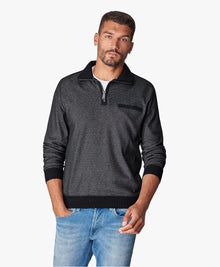 Casa Moda Troyer Half Zip Sweatshirt 105 - Grey/Navy
