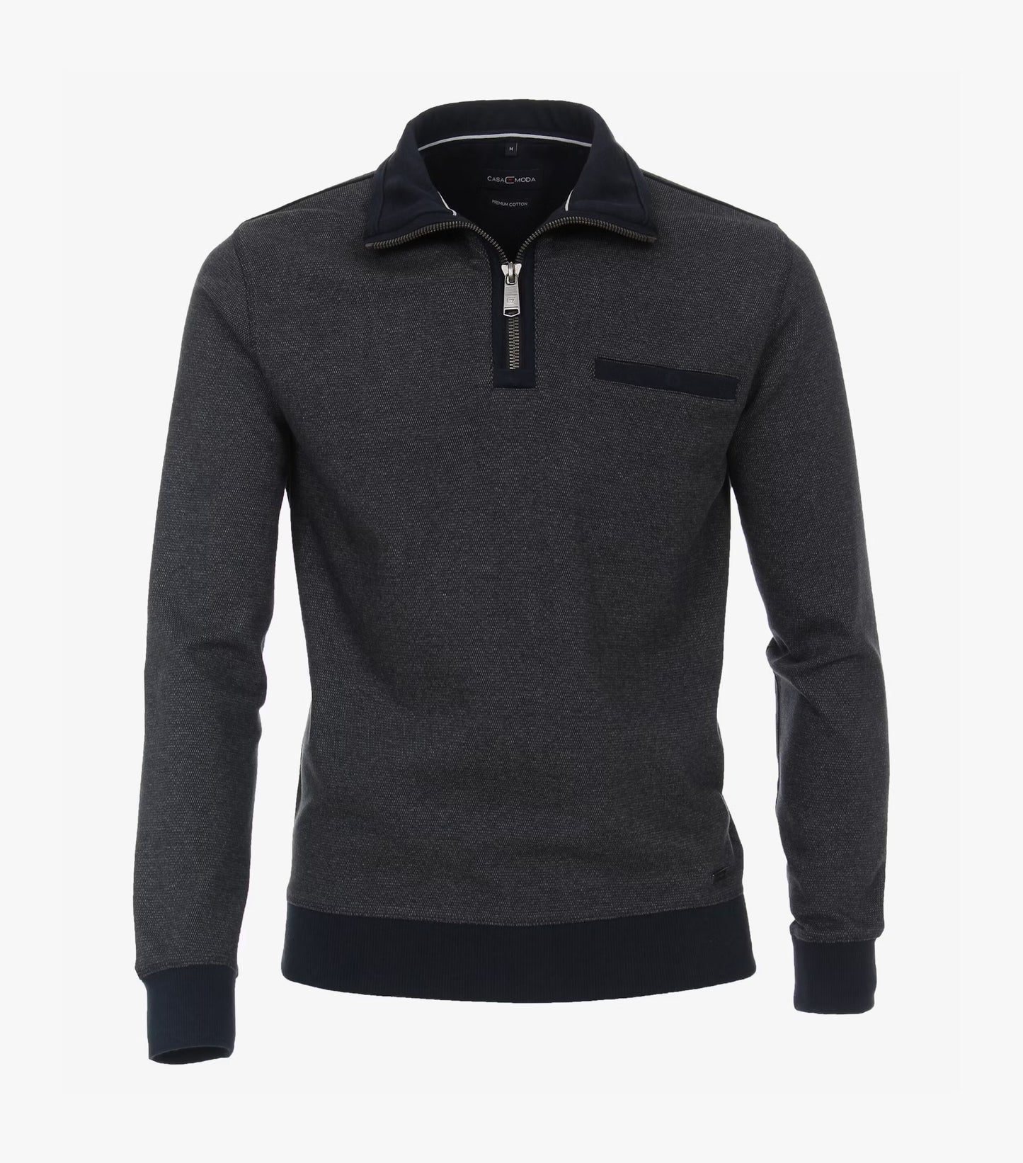 Casa Moda Troyer Half Zip Sweatshirt 105 - Grey/Navy