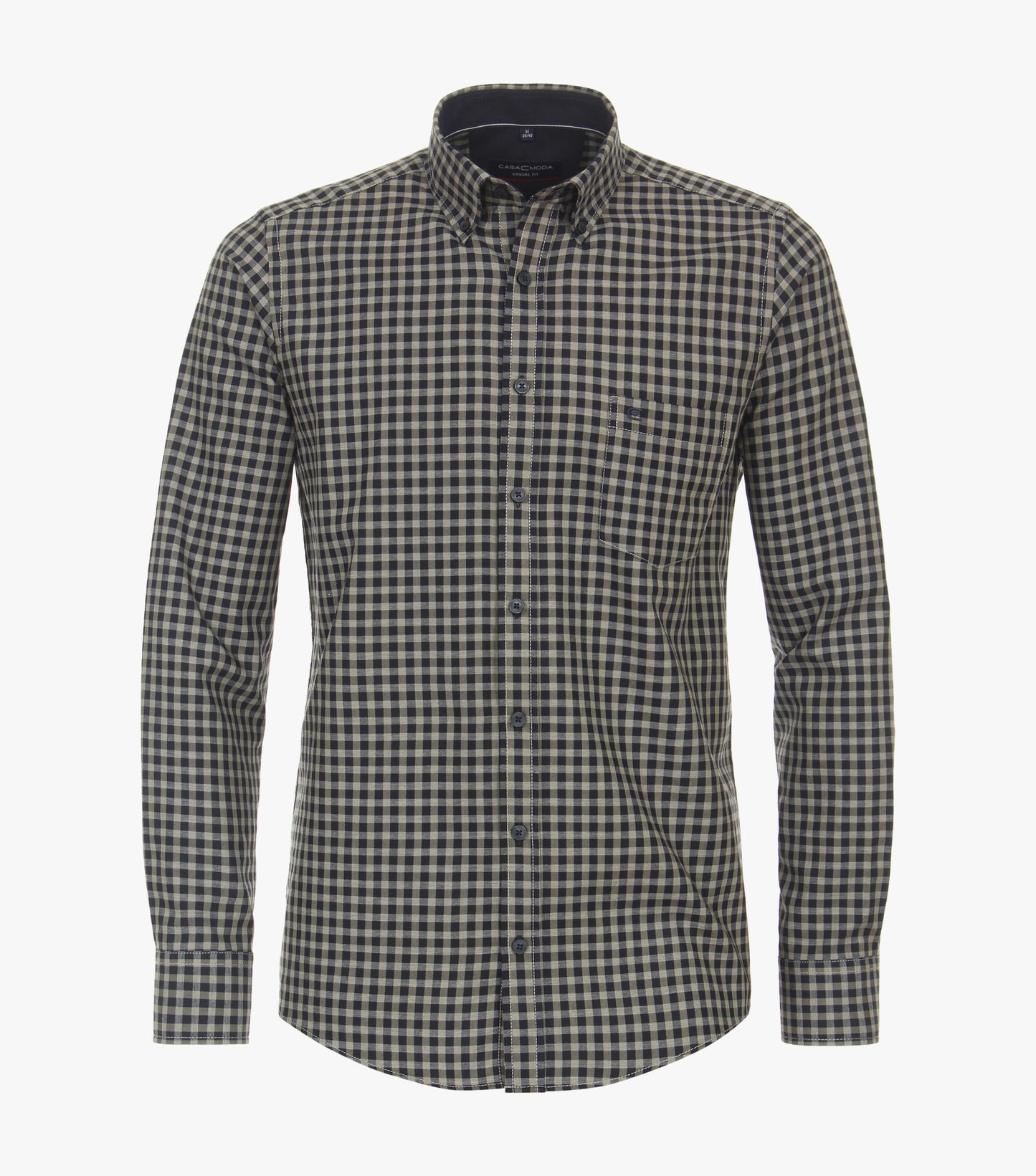 Casa Moda Flannel Long Sleeve Casual Check Shirt - Brown/Navy