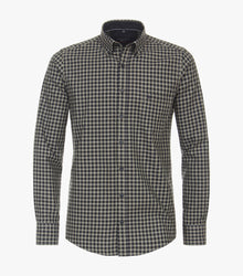 Casa Moda Flannel Long Sleeve Casual Check Shirt - Brown/Navy