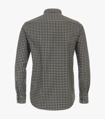 Casa Moda Flannel Long Sleeve Casual Check Shirt - Brown/Navy