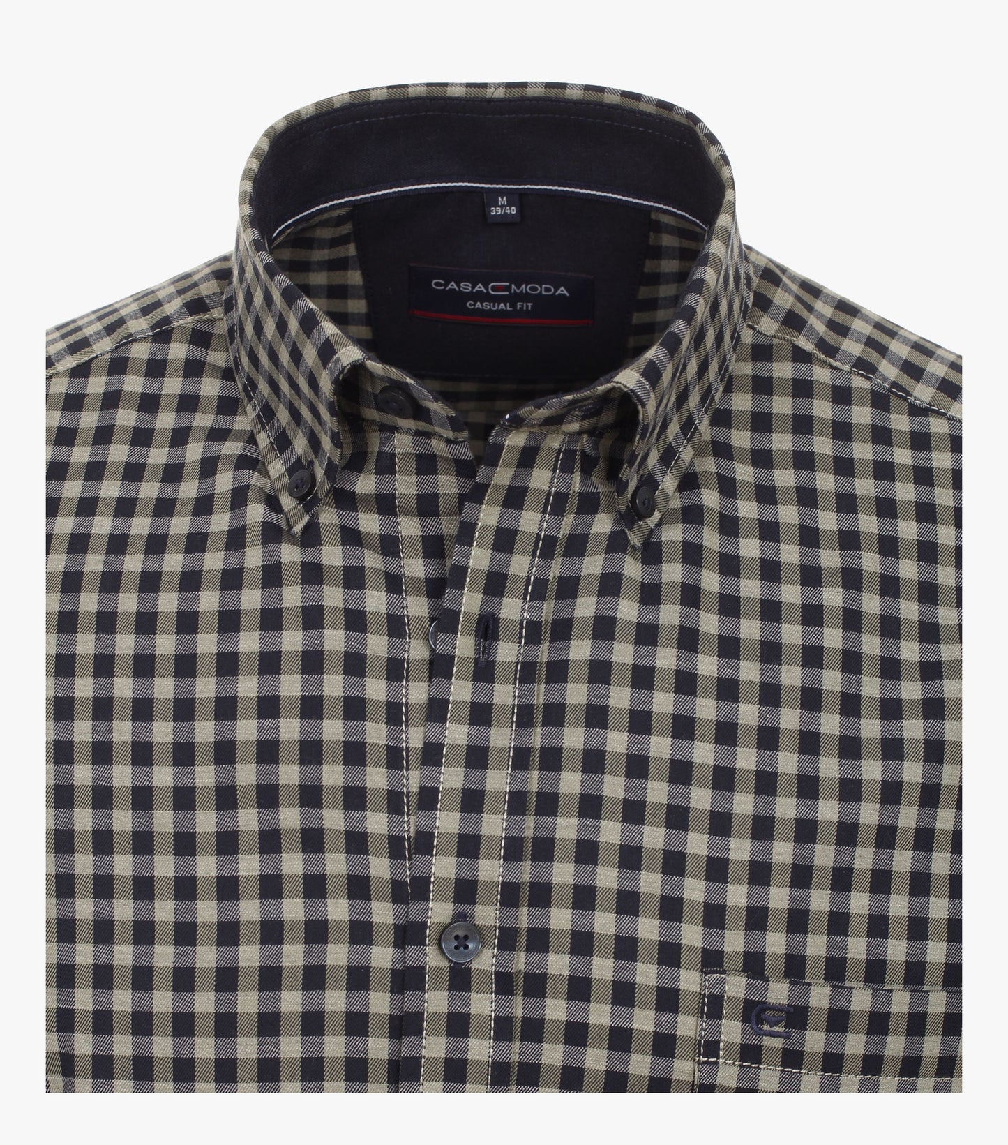 Casa Moda Flannel Long Sleeve Casual Check Shirt - Brown/Navy