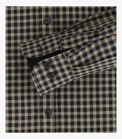 Casa Moda Flannel Long Sleeve Casual Check Shirt - Brown/Navy