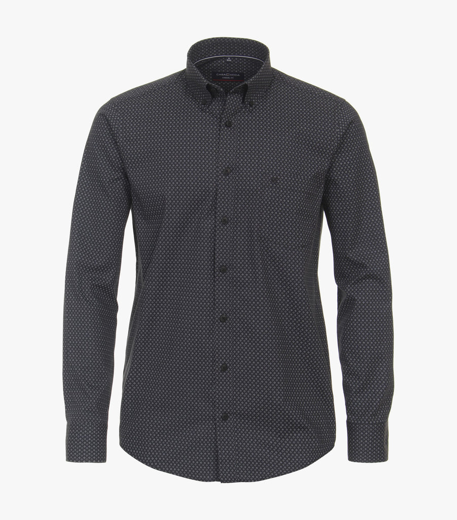 Casa Moda Long Sleeve Diamond Print Casual Shirt 750 - Black/Grey