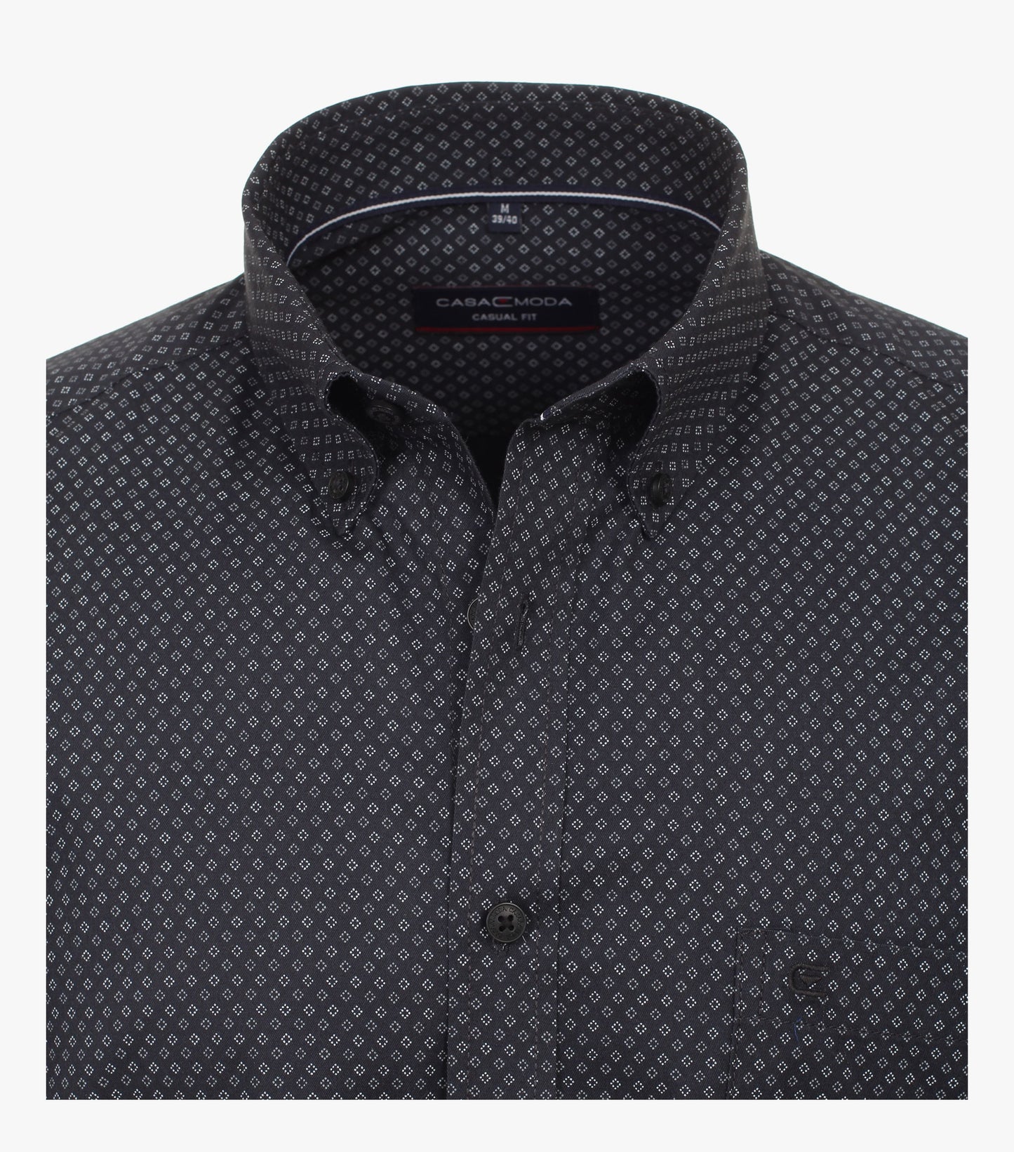 Casa Moda Long Sleeve Diamond Print Casual Shirt 750 - Black/Grey