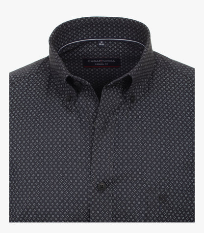 Casa Moda Long Sleeve Diamond Print Casual Shirt 750 - Black/Grey