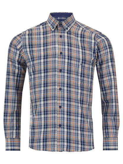 Daniel Grahame Checkered Long Sleeve Casual Shirt - Dark Blue