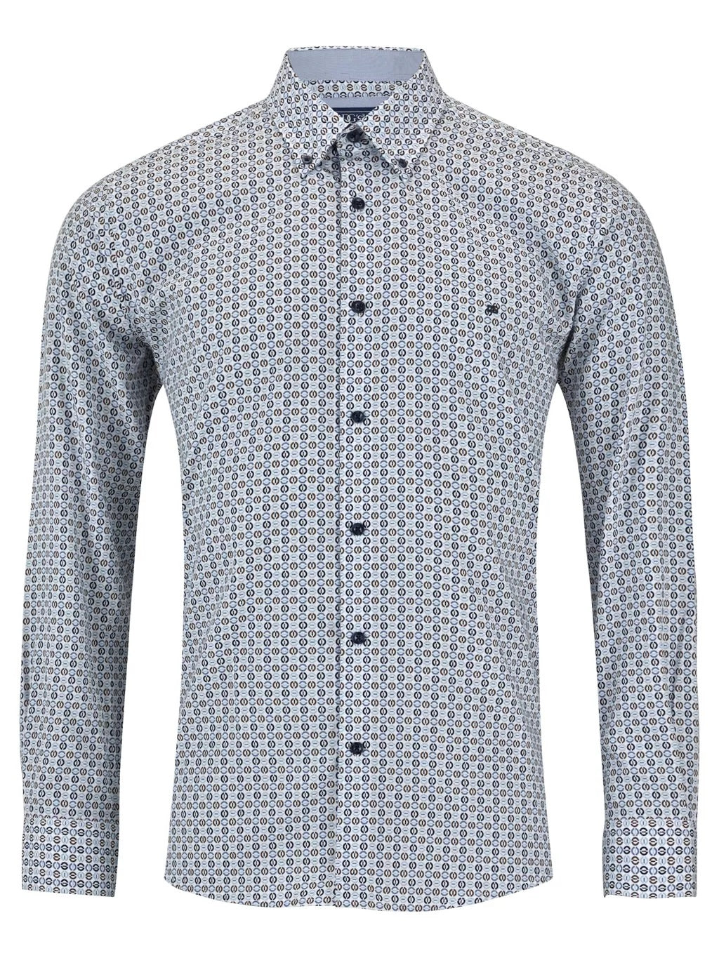Daniel Grahame Long Sleeve Casual Shirt - Blue/White