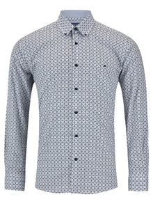 Daniel Grahame Long Sleeve Casual Shirt - Blue/White