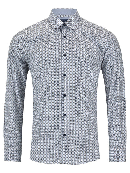 Daniel Grahame Long Sleeve Casual Shirt - Blue/White