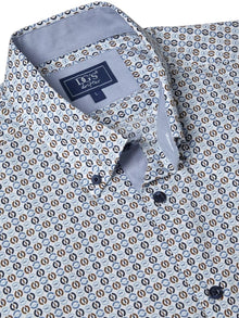 Daniel Grahame Long Sleeve Casual Shirt - Blue/White