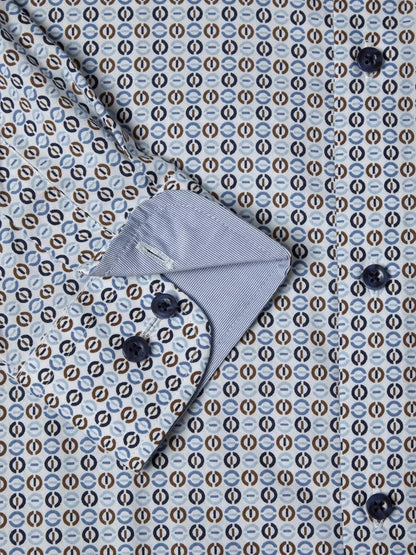 Daniel Grahame Long Sleeve Casual Shirt - Blue/White