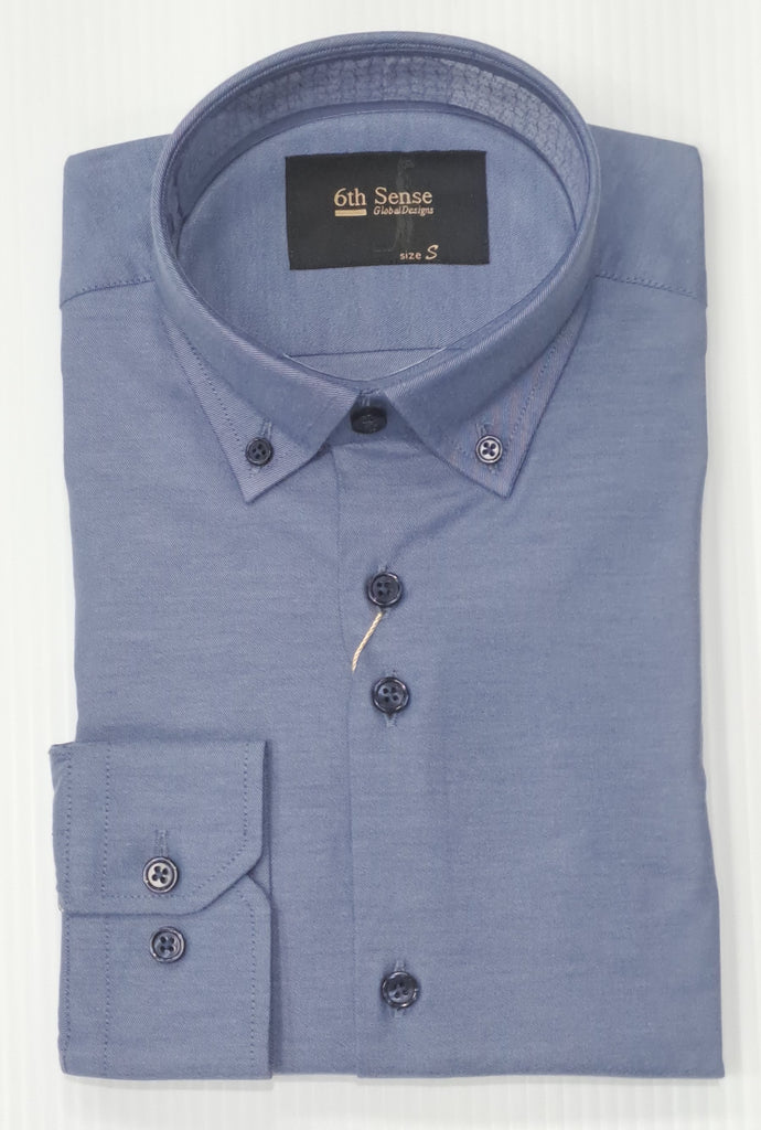 6th Sense BD Oxford Long Sleeve Shirt #15- Dark Blue