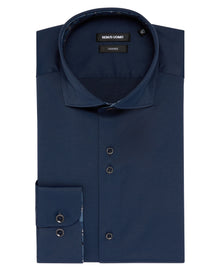 Remus Uomo Seville Tapered Fit Semi-Formal Shirt With Stretch - Navy