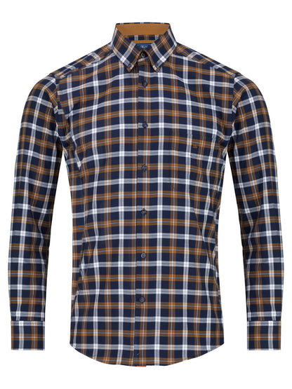 Daniel Grahame Checkered Long Sleeve Casual Shirt - Light Brown