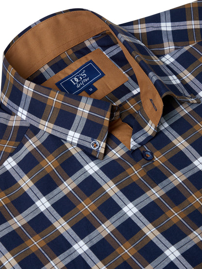 Daniel Grahame Checkered Long Sleeve Casual Shirt - Light Brown