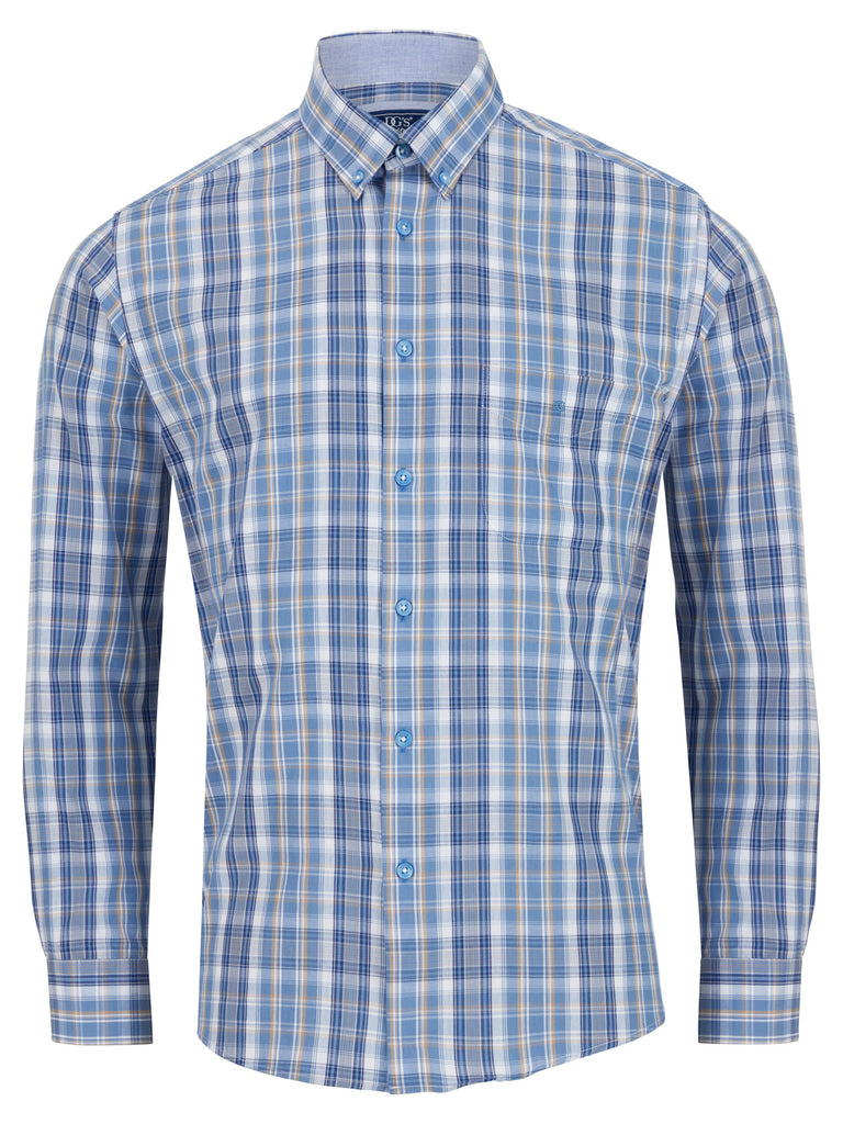 Daniel Grahame Checkered Long Sleeve Casual Shirt - Sky Blue