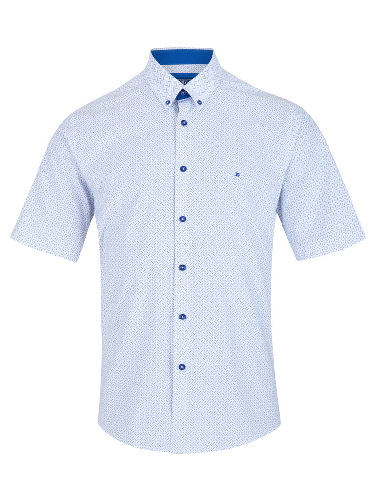 Daniel Grahame Ivano Short Sleeve Casual Shirt - White/Blue