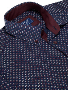 Daniel Grahame Long Sleeve Casual Shirt - Navy/Burgundy