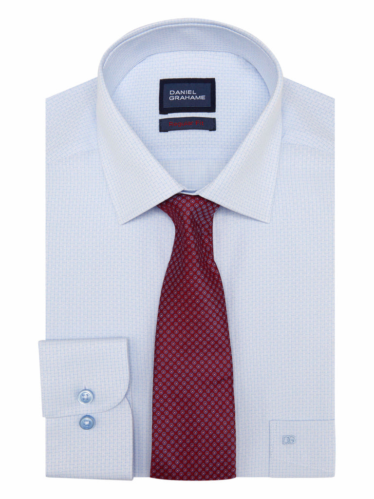 Daniel Grahame Gordon Long Sleeve Formal Shirt & Tie - Blue