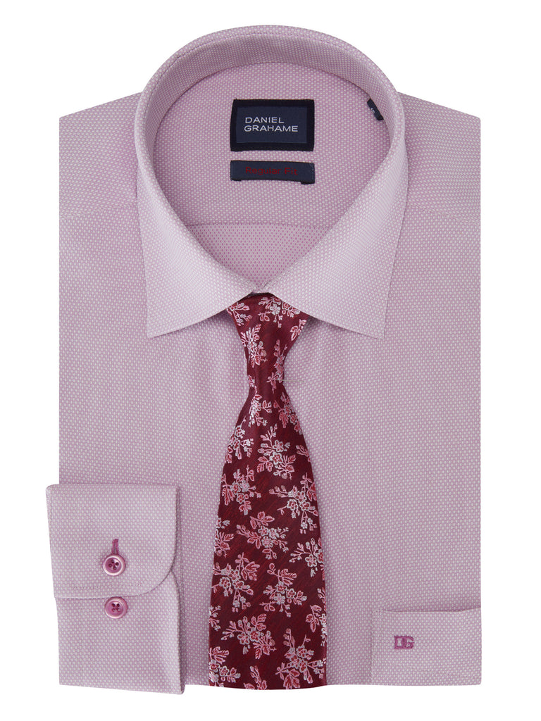 Daniel Grahame Gordon Long Sleeve Formal Shirt & Tie - Pink