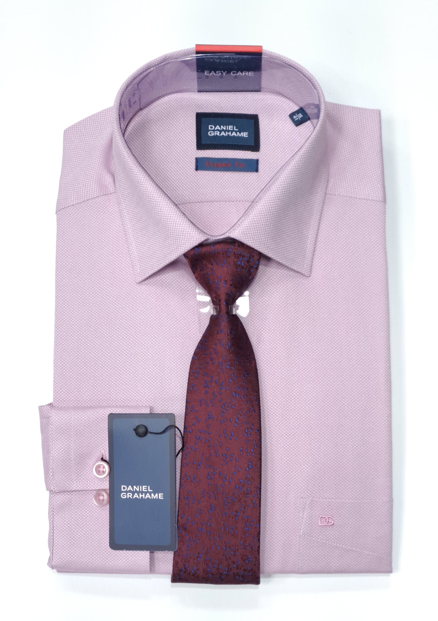 Daniel Grahame Gordon Long Sleeve Formal Shirt & Tie - Pink