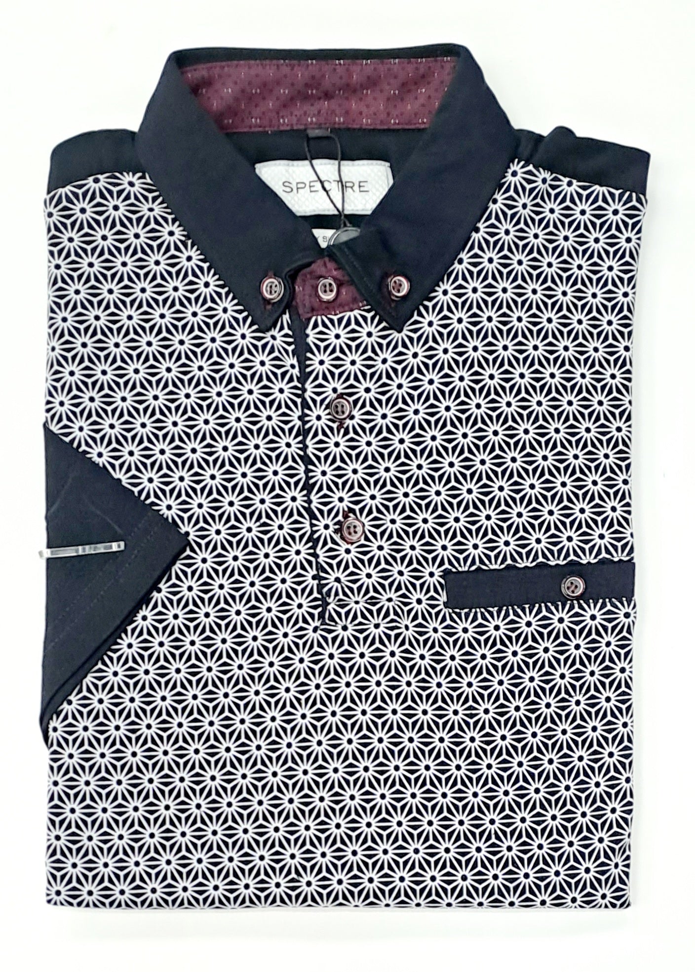 Spectre Carter Short Sleeve Printed Polo Shirt - Navy
