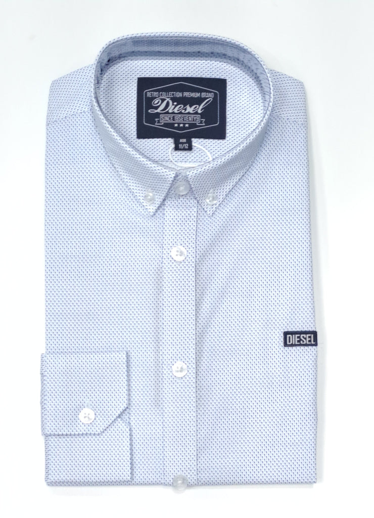 Boys Diesel Ryan Casual Shirt - White/Blue