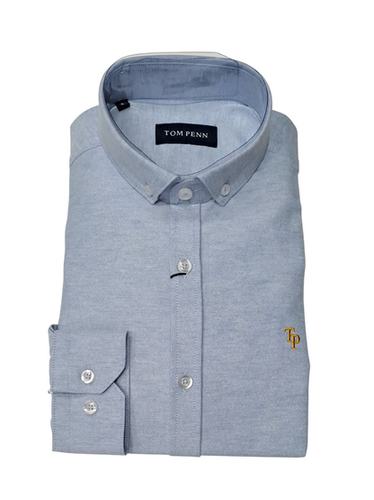 Tom Penn Long Sleeve Oxford Casual Shirt 330 - Blue