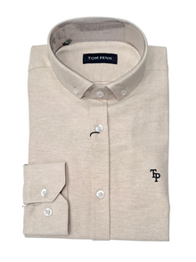Tom Penn Long Sleeve Oxford Casual Shirt 330 - Taupe