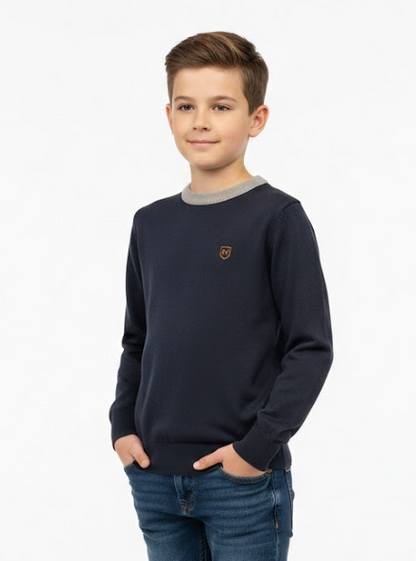 Boys XV Kings Abbotsdale Crew Neck Sweater - Classic Navy