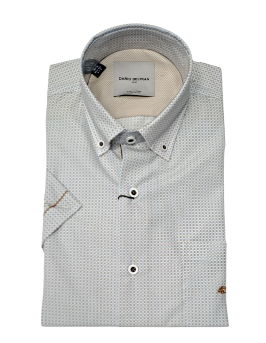 Dario Beltran Aliud Short Sleeve Casual Shirt - Beige